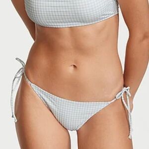 Victorias Secret White & Blue Gingham Tie Bikini Bottom Brazilian Swimwear